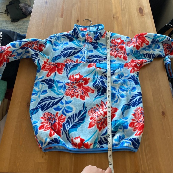 RARE Patagonia Synchilla Snap-T Manoa Floral Hawaiian Fleece Pullover S Blue. - Picture 4 of 7